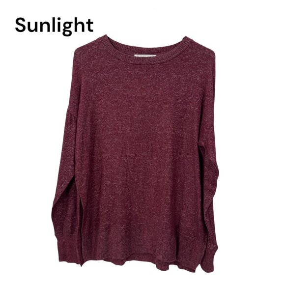 Planet Gold Women SZ M  Marled Knit Burgundy Pullover Tunic Sweater Side Slits - Picture 1 of 11